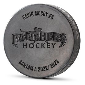 Hockey Engraved Puck - Custom Logo with Text