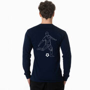 Soccer Tshirt Long Sleeve - Soccer Guy Player Sketch (Back Design)