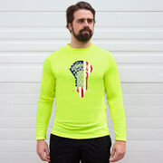 Guys Lacrosse Long Sleeve Performance Tee - Patriotic Stick