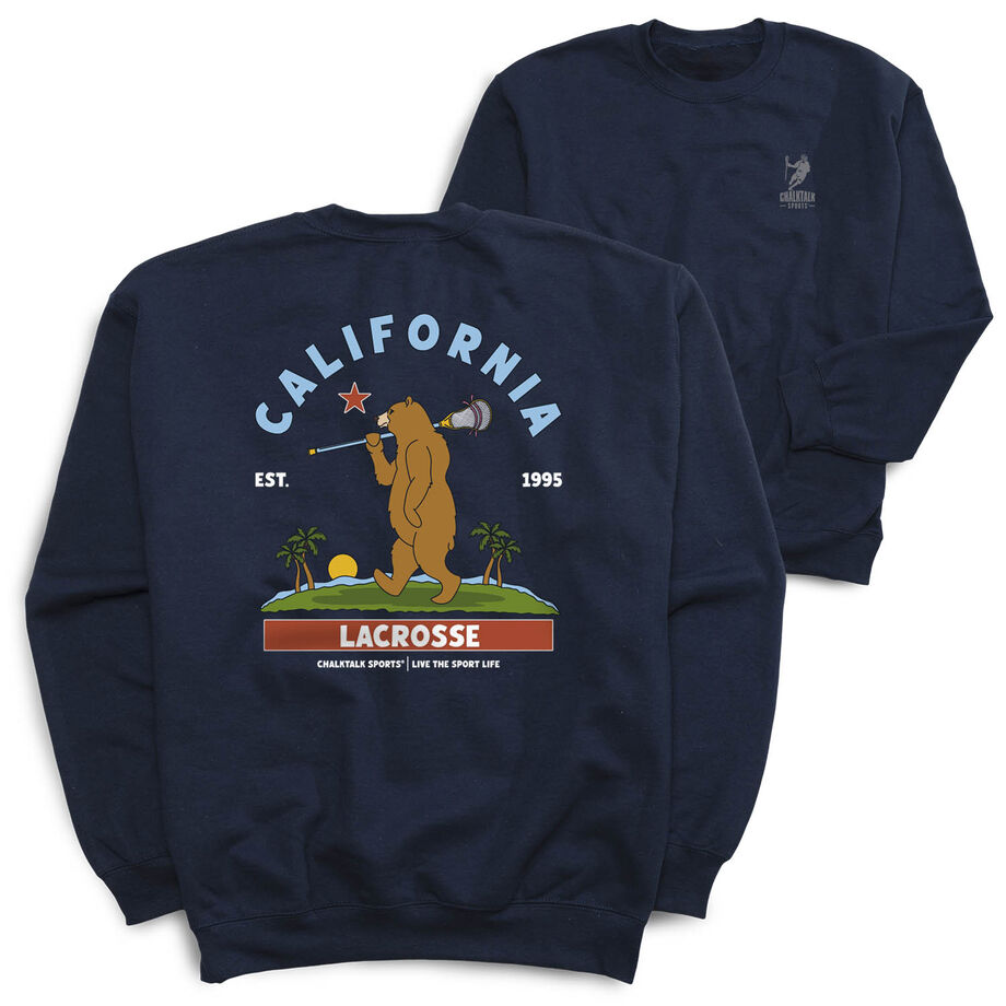 Guys Lacrosse Crewneck Sweatshirt - California Lacrosse (Back Design)