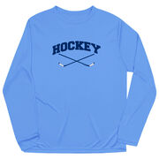 Hockey Long Sleeve Performance Tee - Hockey Crossed Sticks Logo