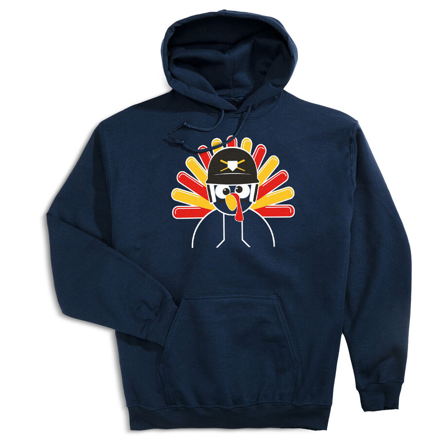 Baseball/Softball Hooded Sweatshirt - Goofy Turkey Player - Personalization Image