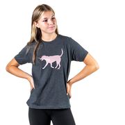 Girls Lacrosse Short Sleeve T-Shirt LuLa the Lax Dog (Pink)
