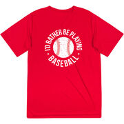 Baseball Short Sleeve Performance Tee - I'd Rather Be Playing Baseball Distressed