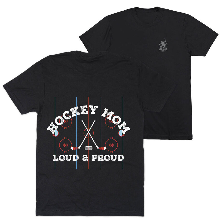 Hockey Short Sleeve T-Shirt - Loud and Proud Hockey Mom (Back Design) 