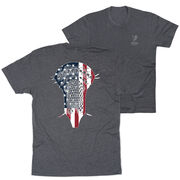 Guys Lacrosse Short Sleeve T-Shirt - Patriotic Stick (Back Design)