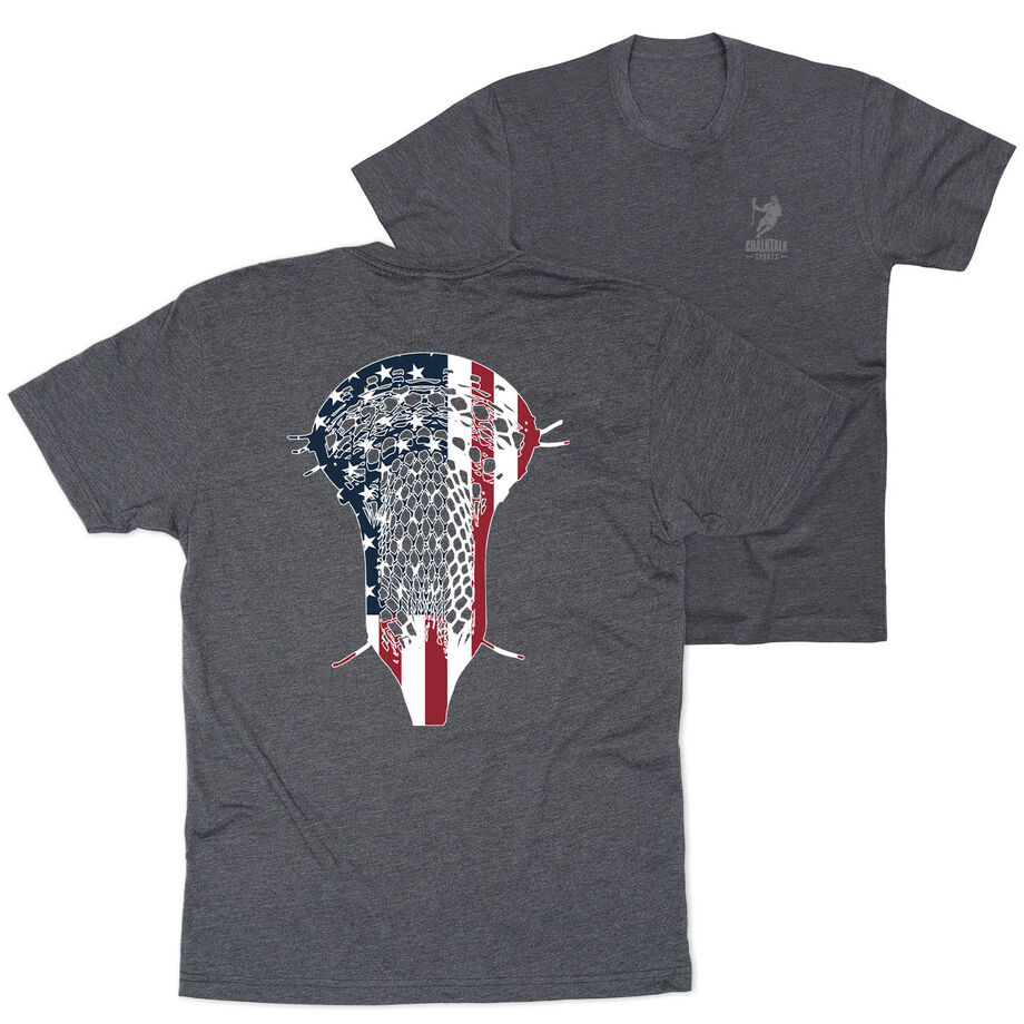 Guys Lacrosse Short Sleeve T-Shirt - Patriotic Stick (Back Design)