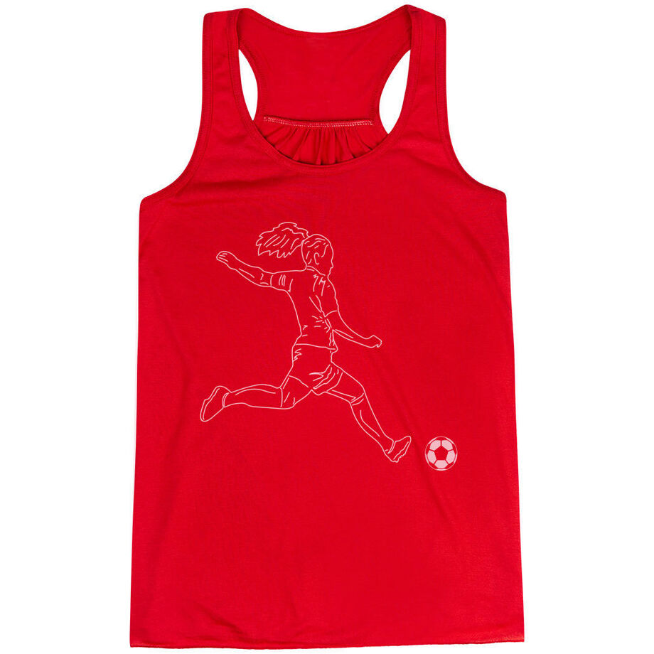Soccer Flowy Racerback Tank Top - Soccer Girl Player Sketch - Personalization Image
