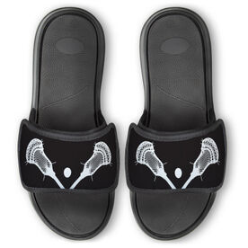 Guys Lacrosse Repwell&reg; Slide Sandals - Crossed Sticks with Ball Close Up