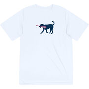 Girls Lacrosse Short Sleeve Performance Tee - LuLa the Lax Dog(Blue)