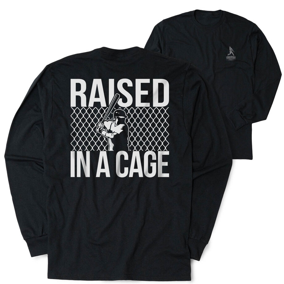 Baseball Tshirt Long Sleeve - Raised in a Cage (Back Design)