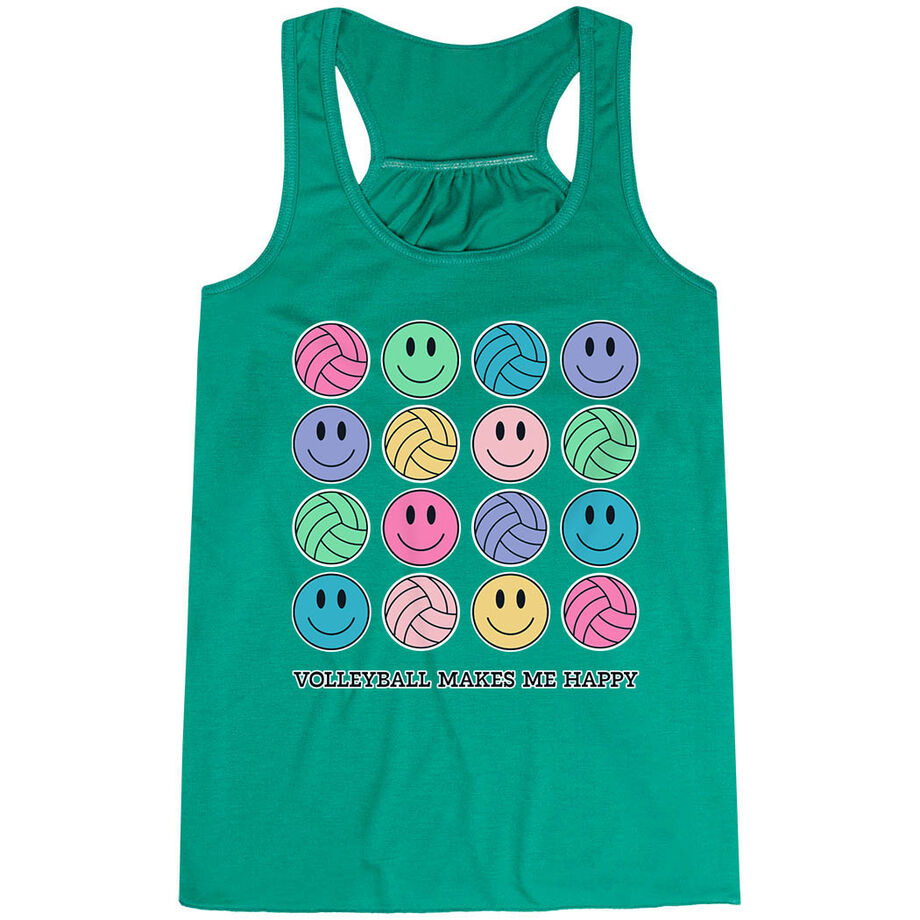Volleyball Flowy Racerback Tank Top - Volleyball Makes Me Happy