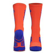 Basketball Woven Mid-Calf Socks - Player Jump Shot (Orange/Blue)