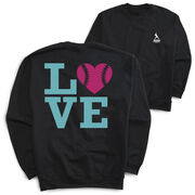 Softball Crewneck Sweatshirt - Love Softball (Back Design)