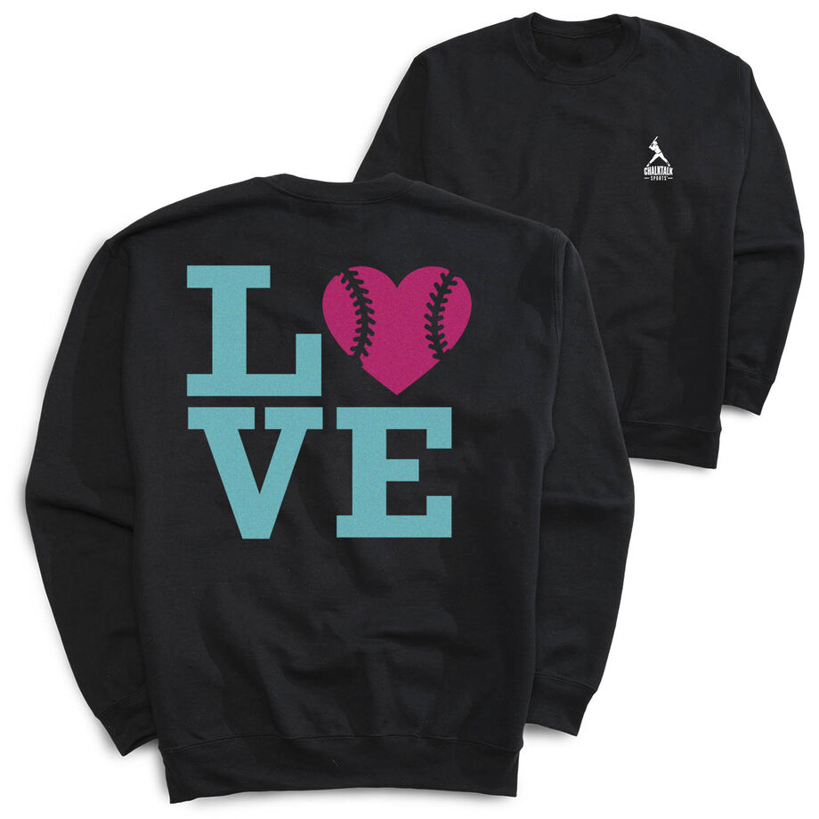 Softball Crewneck Sweatshirt - Love Softball (Back Design)
