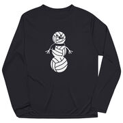 Volleyball Long Sleeve Performance Tee - Volleyball Snowman