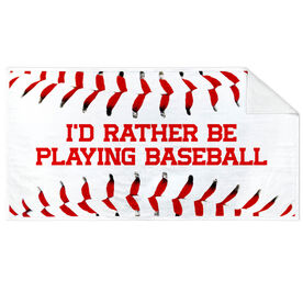 Baseball Premium Beach Towel - I'd Rather Be Playing Baseball