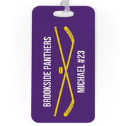Hockey Bag/Luggage Tag - Personalized Text with Crossed Sticks