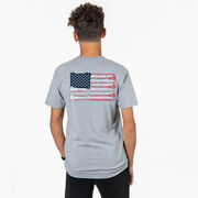 Guys Lacrosse Short Sleeve T-Shirt - American Flag (Back Design)