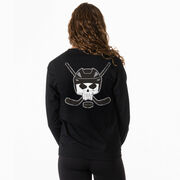 Hockey Tshirt Long Sleeve - Hockey Helmet Skull (Back Design)