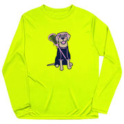 Girls Lacrosse Long Sleeve Performance Tee - Lily The Lacrosse Dog