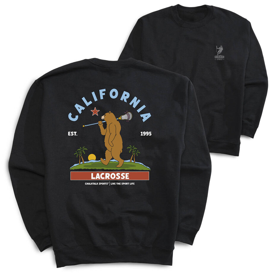 Guys Lacrosse Crewneck Sweatshirt - California Lacrosse (Back Design)
