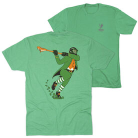 Guys Lacrosse Short Sleeve T-Shirt - Lacrosse Leprechaun (Back Design)