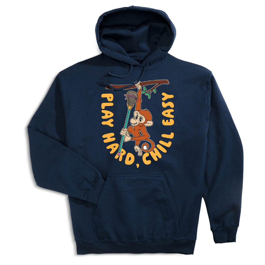 Guys Lacrosse Hooded Sweatshirt - Play Hard, Chill Easy