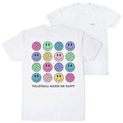 Volleyball Short Sleeve T-Shirt - Volleyball Makes Me Happy (Back Design)