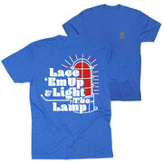 Hockey Short Sleeve T-Shirt - Lace 'Em Up And Light The Lamp (Back Design)