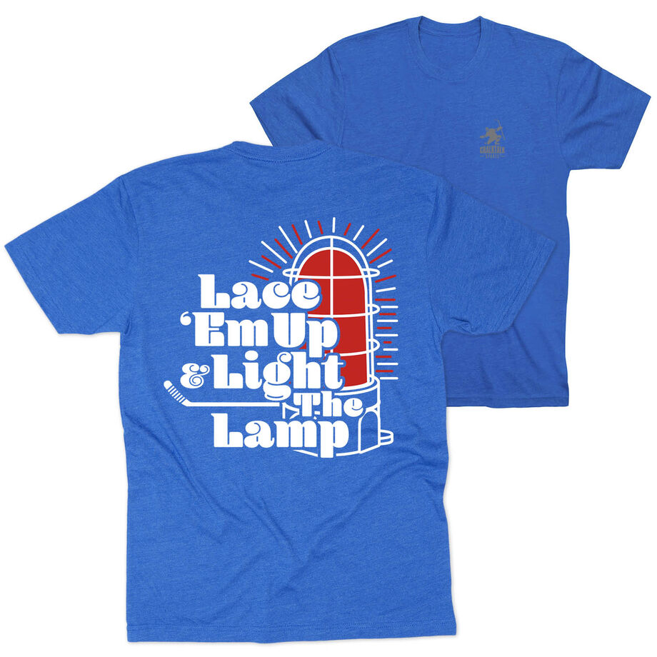 Hockey Short Sleeve T-Shirt - Lace 'Em Up And Light The Lamp (Back Design)
