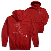 Soccer Hooded Sweatshirt - Soccer Girl Player Sketch (Back Design)