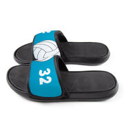 Volleyball Repwell&reg; Slide Sandals - Ball and Number Reflected