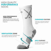 Field Hockey Mid-Calf Sock - Crossed Sticks - White/Gray