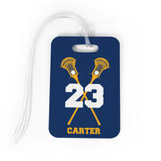 Guys Lacrosse Bag/Luggage Tag - Personalized Guys Crossed Sticks