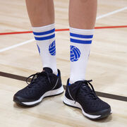 Volleyball Woven Mid-Calf Socks - Ball (White/Royal)