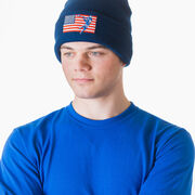 Guys Lacrosse Embroidered Beanie - Patriotic Lacrosse