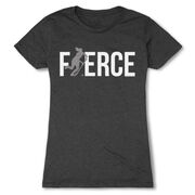 Field Hockey Women's Everyday Tee - Fierce Field Hockey Girl with Silver Glitter