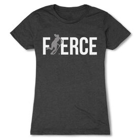 Field Hockey Women's Everyday Tee - Fierce Field Hockey Girl with Silver Glitter