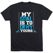 Hockey Tshirt Short Sleeve My Goal Is To Deny Yours Hockey (Blue/Black)