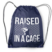 Raised In A Cage Baseball Drawstring Backpack