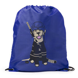 Hockey Drawstring Backpack - Hunter the Hockey Dog