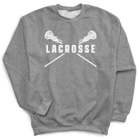 Girls Lacrosse Crew Neck Sweatshirt - Lacrosse Crossed Girl Sticks