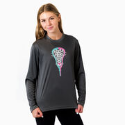 Girls Lacrosse Long Sleeve Performance Tee - Lacrosse Stick Heart