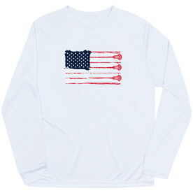 Guys Lacrosse Long Sleeve Performance Tee - American Flag