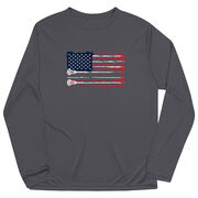 Guys Lacrosse Long Sleeve Performance Tee - American Flag