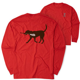 Guys Lacrosse Tshirt Long Sleeve - Max The Lax Dog (Back Design)