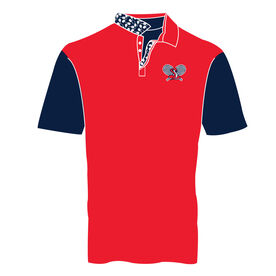 Custom Team Short Sleeve Polo Shirt - Tennis Pattern Color Block