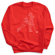 Hockey Crewneck Sweatshirt - Hockey Player Sketch