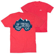 Skiing Short Sleeve T-Shirt - The Mountains Are Calling (Back Design)